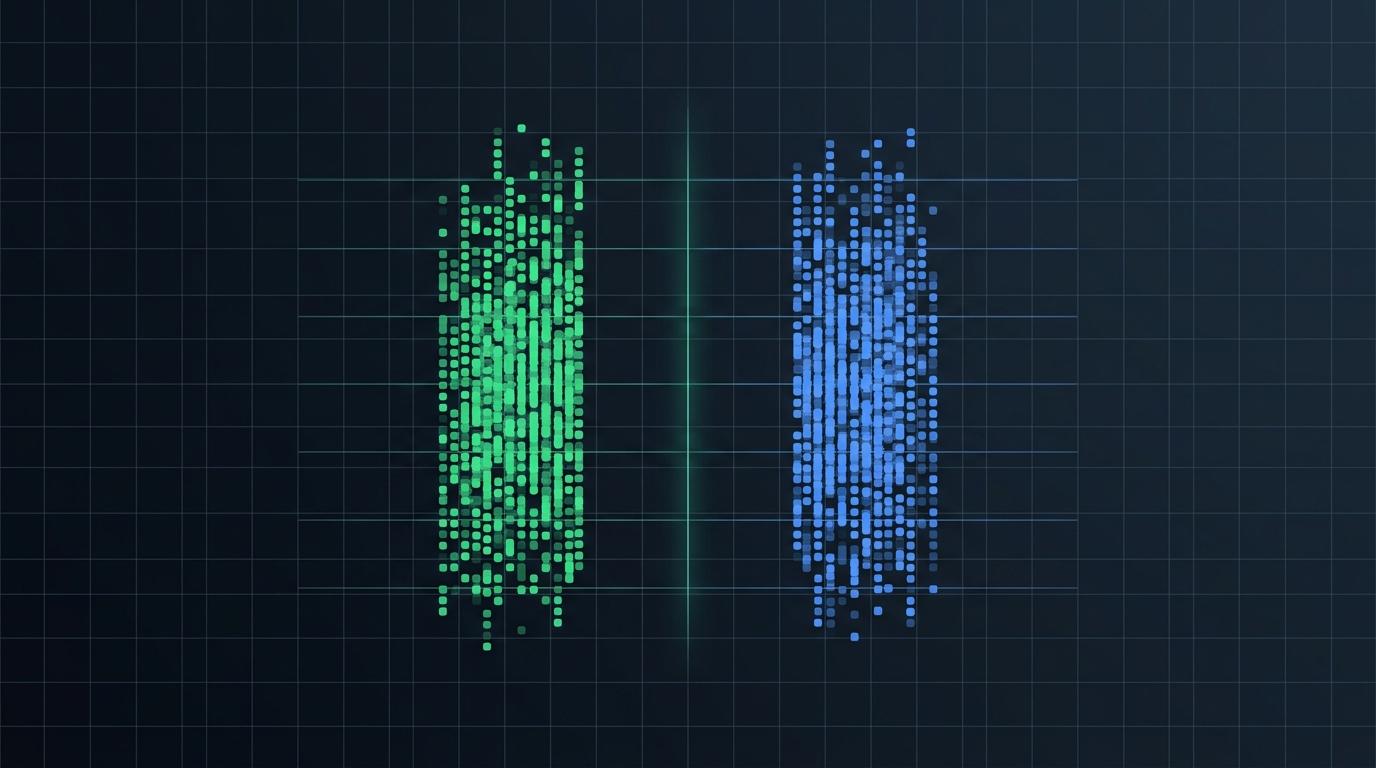 To parallelle voltage-grønne og signalblå kolonner i sammenligning